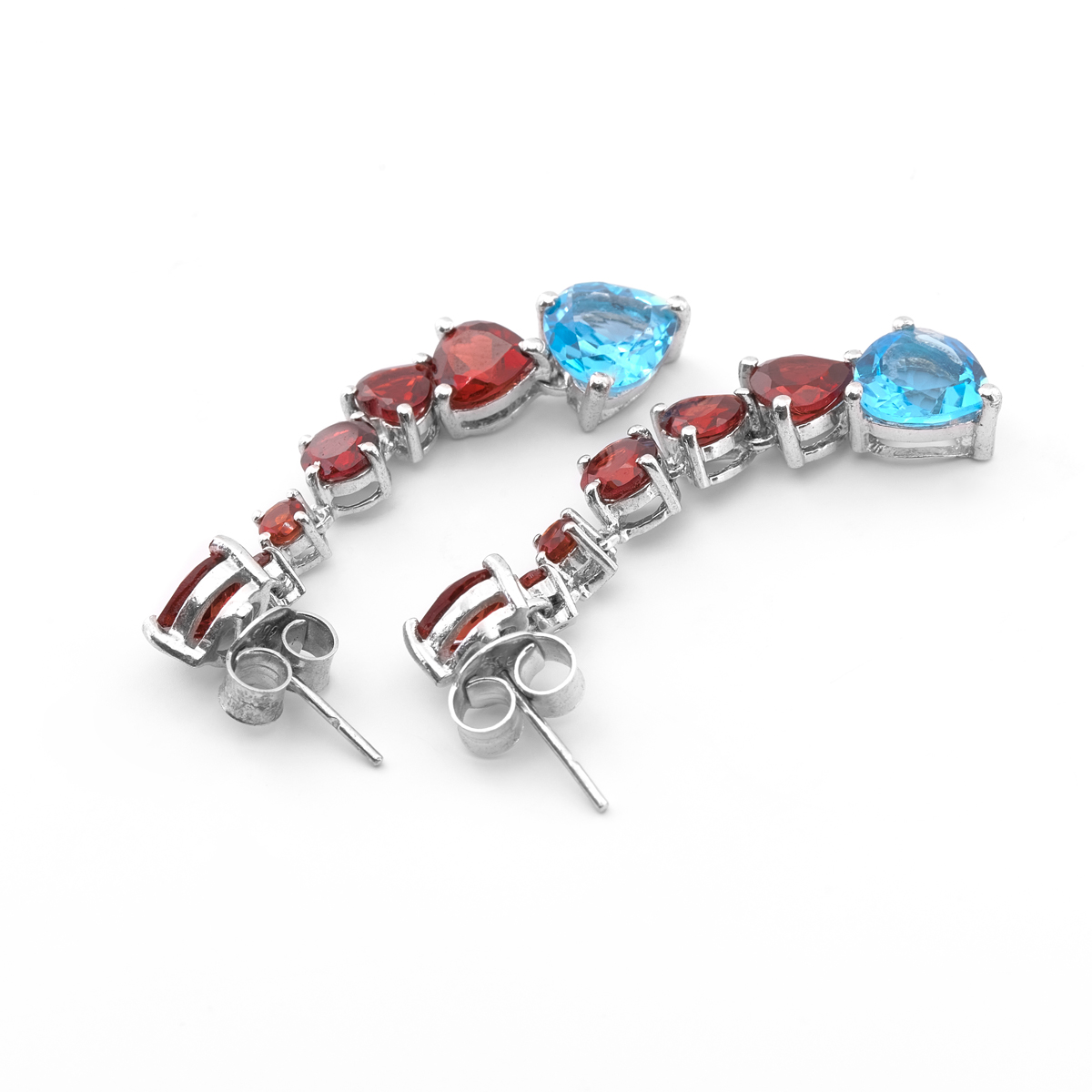 Boucles d'oreilles grenat, topaze argent Cristina